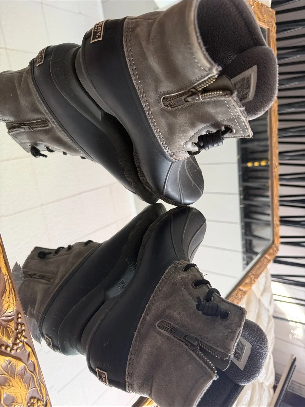 Sperry Waterproof Duck Boots in grey and Black